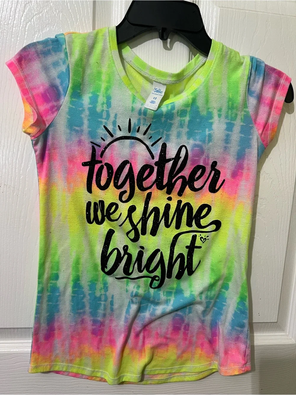 Justice Girls Tie-Dye Tee in Neon Green, Pink, Blue
